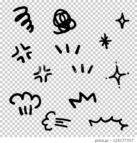 いろいろな表情の手描き線画イラストセット 128177357