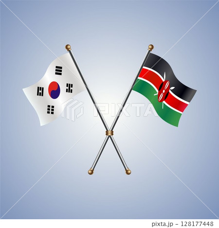 South Korea and Kenya flag. Vector Illustration South Korea and Kenya flag. Vector Illustration 128177448