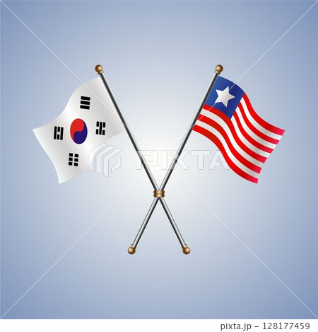 South Korea and Liberia flag. Vector Illustration 128177459