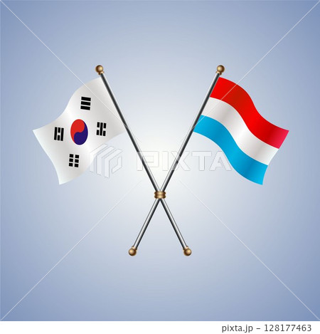 South Korea and Luxembourg flag. Vector Illustration 128177463
