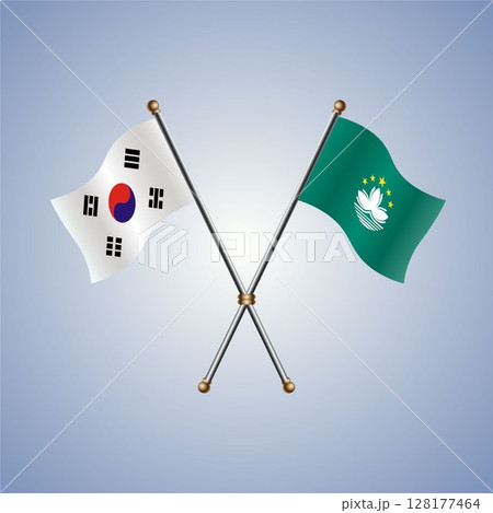 South Korea and Macao flag. Vector Illustration South Korea and Macao flag. Vector Illustration 128177464