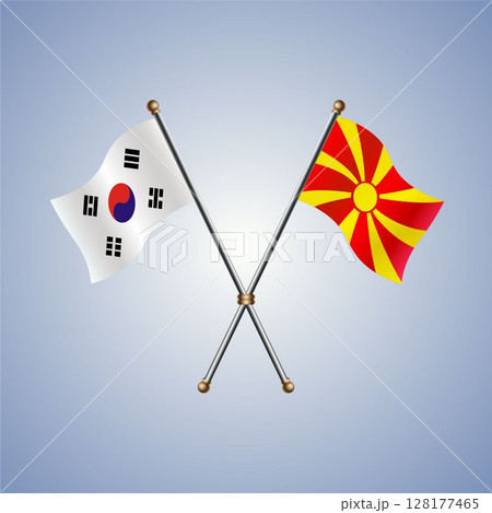 South Korea and Macedonia flag. Vector Illustration 128177465