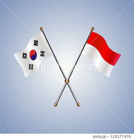 South Korea and Monaco flag. Vector Illustration South Korea and Monaco flag. Vector Illustration 128177478