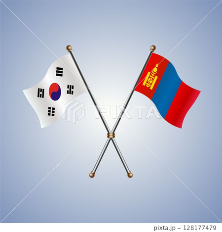 South Korea and Mongolia flag. Vector Illustration South Korea and Mongolia flag. Vector Illustration 128177479