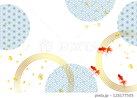金魚　夏　水彩　和柄　背景 128177505