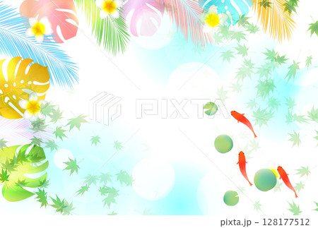 金魚　夏　水彩　和柄　背景 128177512