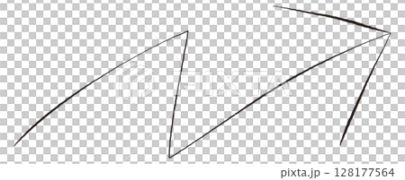 右上がりのジグザグ矢印のイラスト 128177564