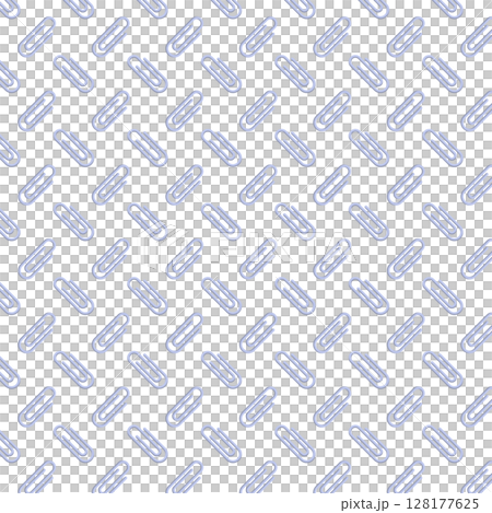 クリップが並んだ背景素材 パターンイラスト 文房具 スウォッチ対応 青 128177625