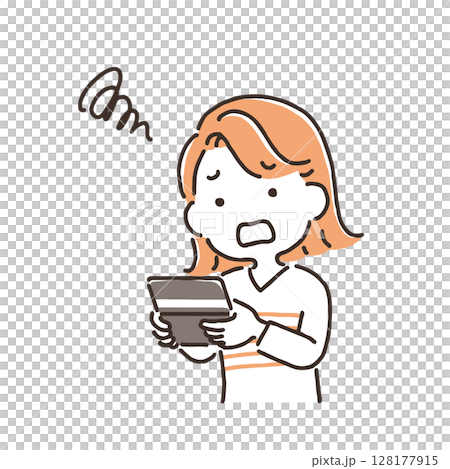 沮喪的年輕女子看著她的存摺 128177915