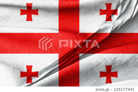 Flag of Georgia with Five Crosses in Bright Red and White Colors 128177941