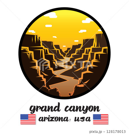 Circle Icon Grand Canyon. Vector illustration 128178013