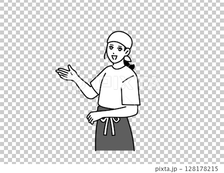 一位女酒吧服務生在指路 128178215