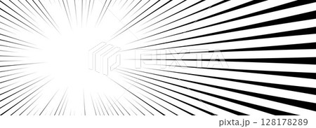 Comic speed lines background. Cartoon book explosion effect. Superhero radial linear pattern frame. Pop art flash beams or rays. Manga or anime sun burst wallpaper. Vector hero impact backdrop 128178289