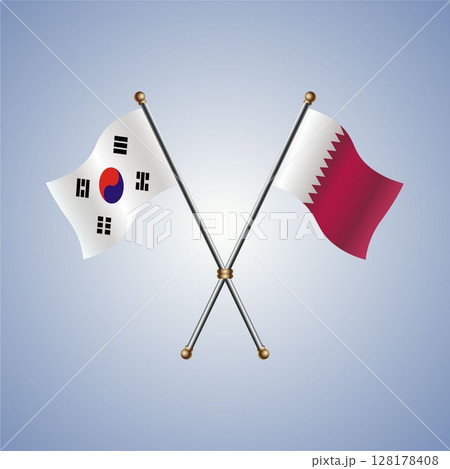 South Korea and Qatar flag. Vector Illustration South Korea and Qatar flag. Vector Illustration 128178408