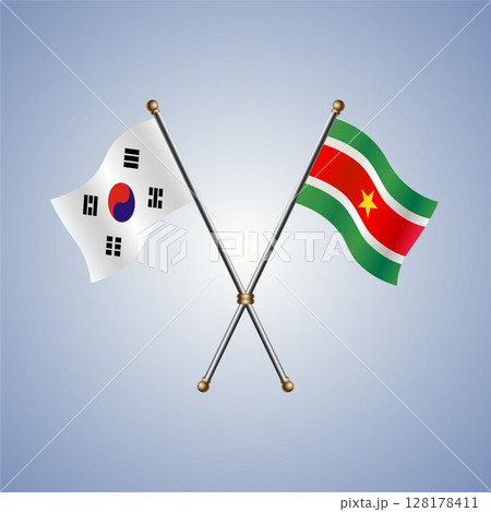 South Korea and Suriname flag. Vector Illustration South Korea and Suriname flag. Vector Illustration 128178411