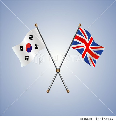 South Korea and United Kingdom flag. Vector Illustration 128178433