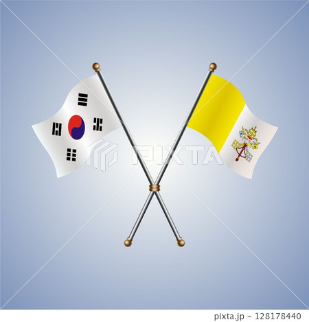 South Korea and Vatican City flag. Vector Illustration 128178440