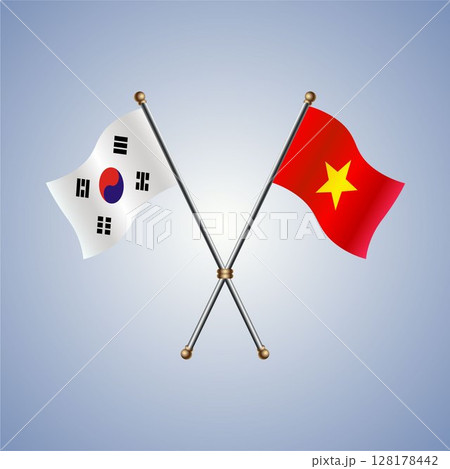 South Korea and Vietnam flag. Vector Illustration 128178442
