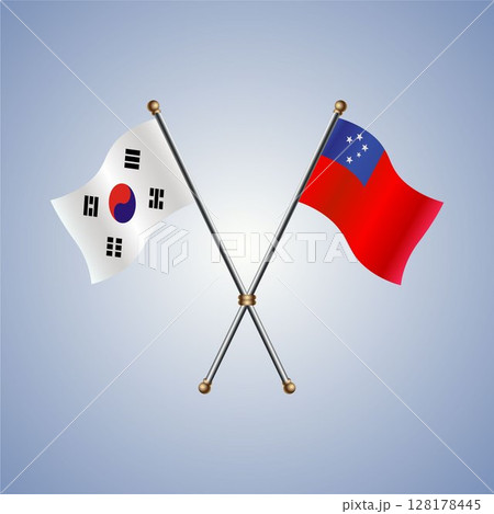 South Korea and Western Samoa flag. Vector Illustration 128178445