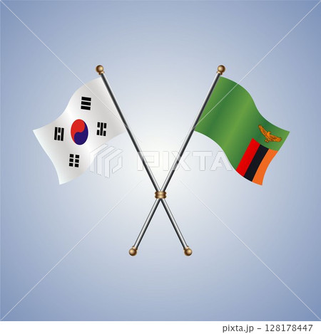 South Korea and Zambia flag. Vector Illustration South Korea and Zambia flag. Vector Illustration 128178447