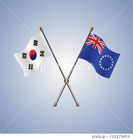 South Korea and Cook Islands flag. Vector Illustration 128178454