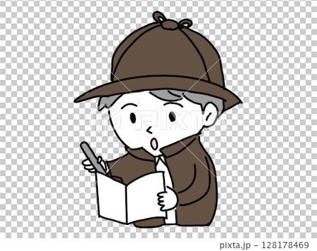 事件の聞き込み調査をする男性探偵 128178469