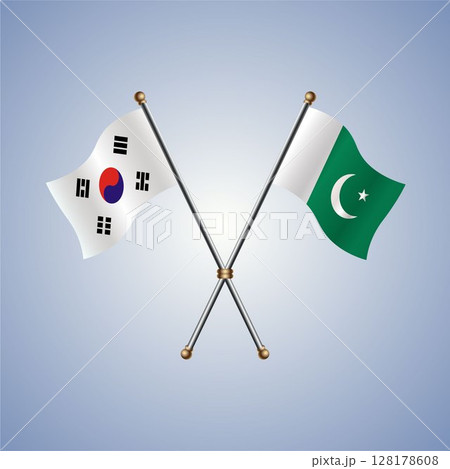 South Korea and Pakistan flag. Vector Illustration 128178608