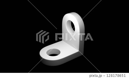 L字の金具の3D画像、黒背景 L字の金具の3D画像、黒背景 128178651