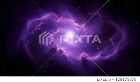 A glowing purple nebula cloud in the center of space 128178879