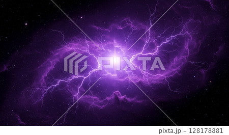 A glowing purple nebula cloud in the center of space 128178881