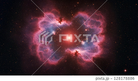 A glowing purple nebula cloud in the center of space 128178886