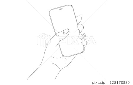 スマホを持つ手 線イラスト スマホを持つ手 線イラスト 128178889