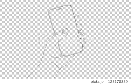 手拿著智慧型手機線條插圖 128178889