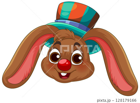 Playful Bunny with Colorful Top Hat Illustration 128179166