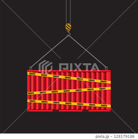 Trade Tariffs and Shipping Container Illustration 128179186