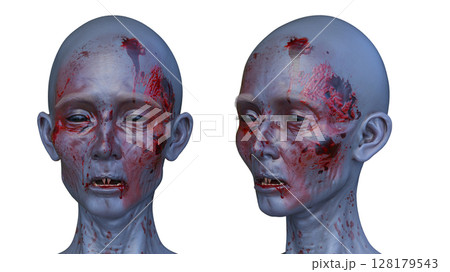 女性ゾンビの顔 128179543