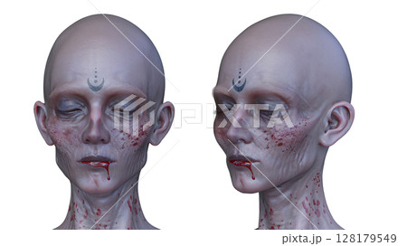 女性ゾンビの顔 128179549