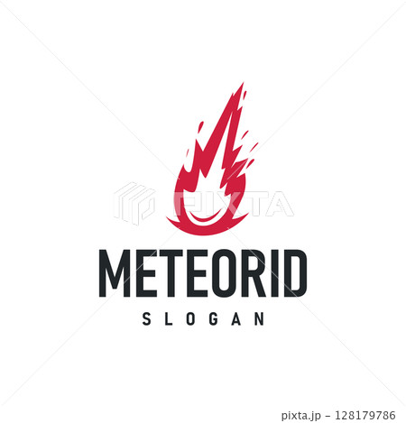 outer space concept with meteorite logo, space rock as asteroid simple silhouette vintage symbol illustration brand or business product and design template 128179786