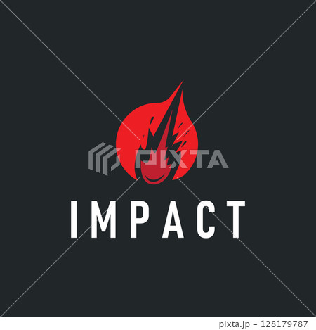 outer space concept with meteorite logo, space rock as asteroid simple silhouette vintage symbol illustration brand or business product and design template 128179787