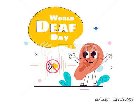 World Day of the Deaf Vector Illustration on September 26 to Raise Awareness About Hearing Loss Prevention and Ear Treatment in a Flat Background 128180005