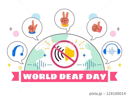 World Day of the Deaf Vector Illustration on September 26 to Raise Awareness About Hearing Loss Prevention and Ear Treatment in a Flat Background 128180014