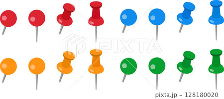 押しピンカラフルアイコンイラスト素材集・セット 128180020