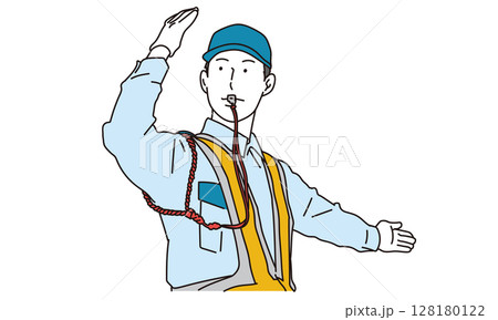 交通整理をする交通誘導員の男性イラスト 128180122