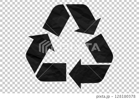 Black recycle symbol paper isolated on transparent background 128180378