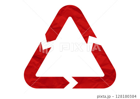 Red recycle symbol paper isolated on transparent background 128180384
