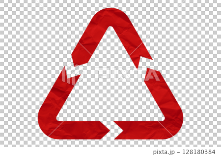 Red recycle symbol paper isolated on transparent background 128180384