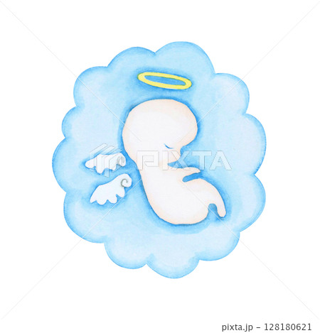 妊活 妊娠　流産 中絶　赤ちゃん　水彩 イラスト 128180621