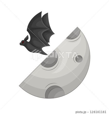 Illustration of Moon with bat Illustration of Moon with bat 128181181