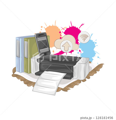 Illustration of Printer Illustration of Printer 128181456