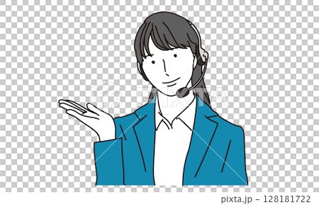 呼叫中心女性插畫素材 呼叫中心女性插畫素材 128181722